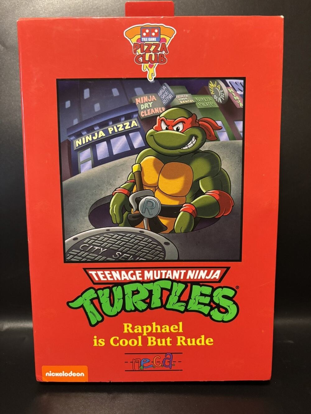 NECA TEENAGE MUTANT NINJA TURTLES PIZZA CLUB RAPHAEL IS COOL BUT RUDE FIGURE